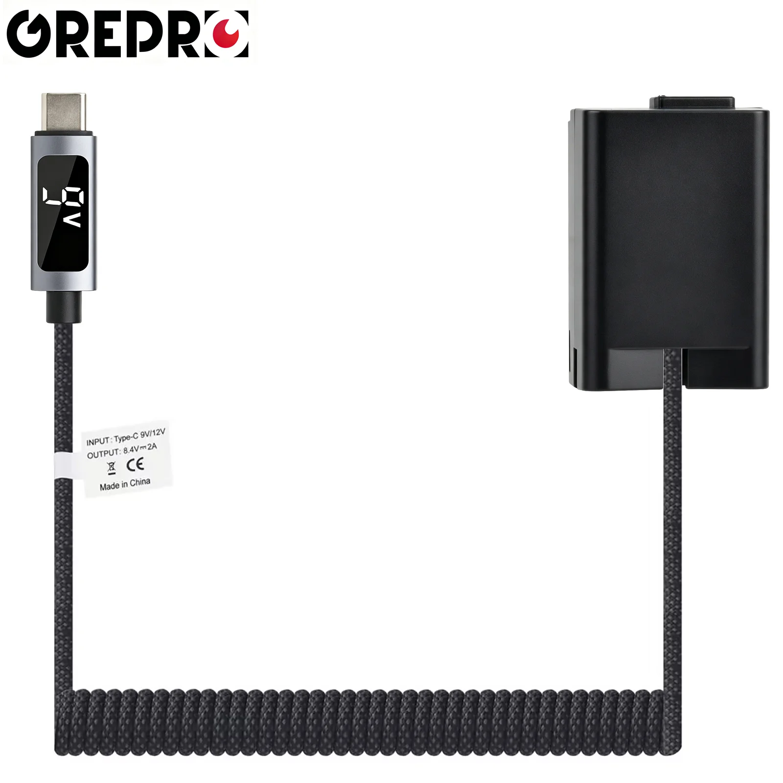 

Grepro Type‑C EN-EL25 EP-5G Dummy Battery PD 9V Power Adapter with LED Screen Display for Nikon Z50, Z50 II, Z30,ZFC Cameras