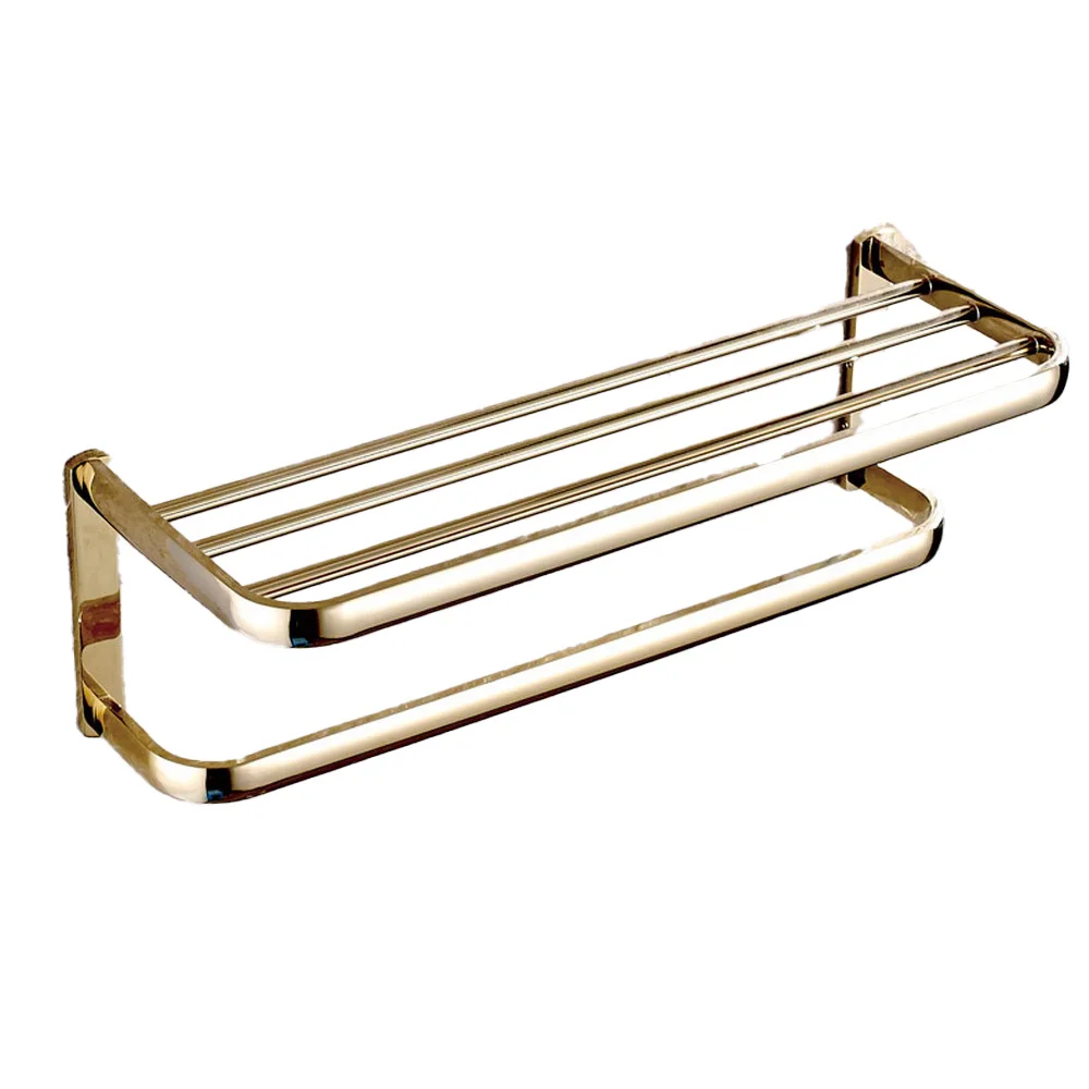 Luxury Gold Color Brass Fixed Bath Towel Holder Bathroom Wall Mounted Towel Rack Holders Lba841