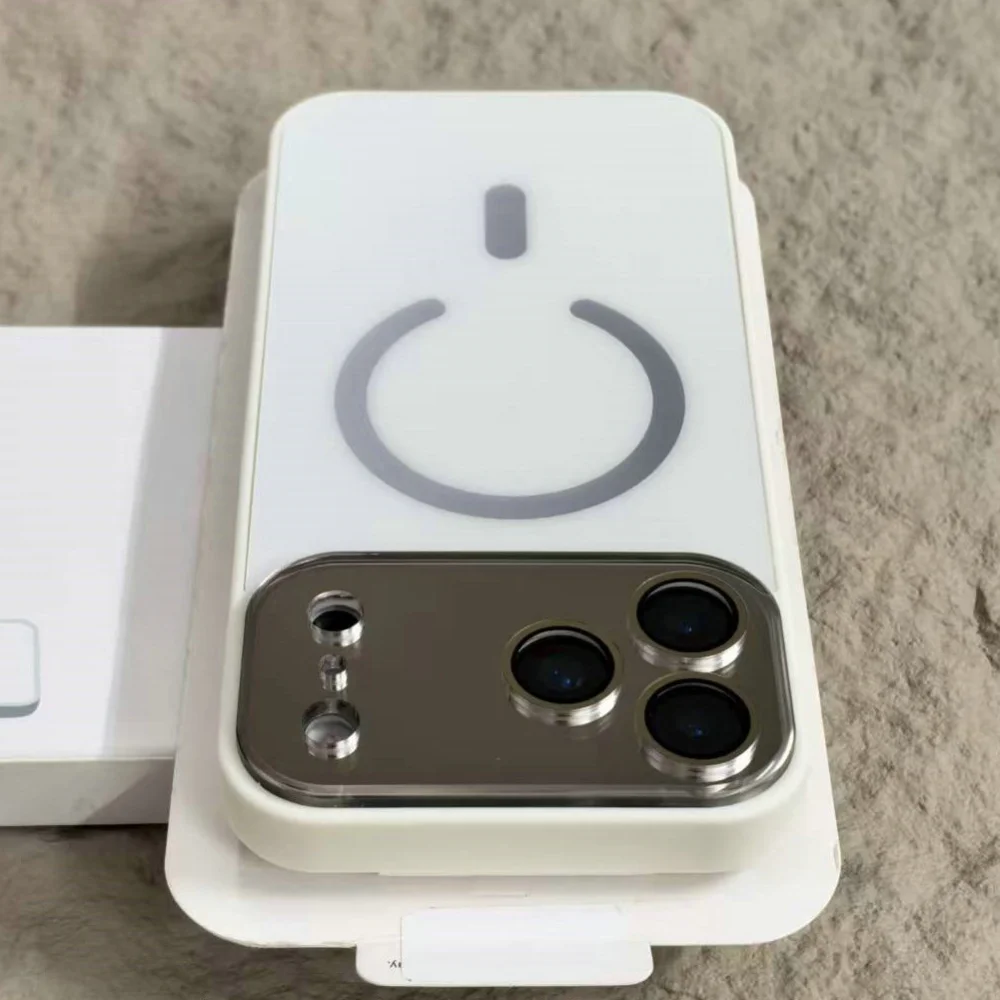 เคสแข็งคริสตัลหรูหราเลนส์ใหญ่สำหรับ iPhone 17 Air 16 15 14 13 12 Pro Max Plus ลายลูกกวาด รองรับการชาร์จไร้สายแบบแม่เหล็ก