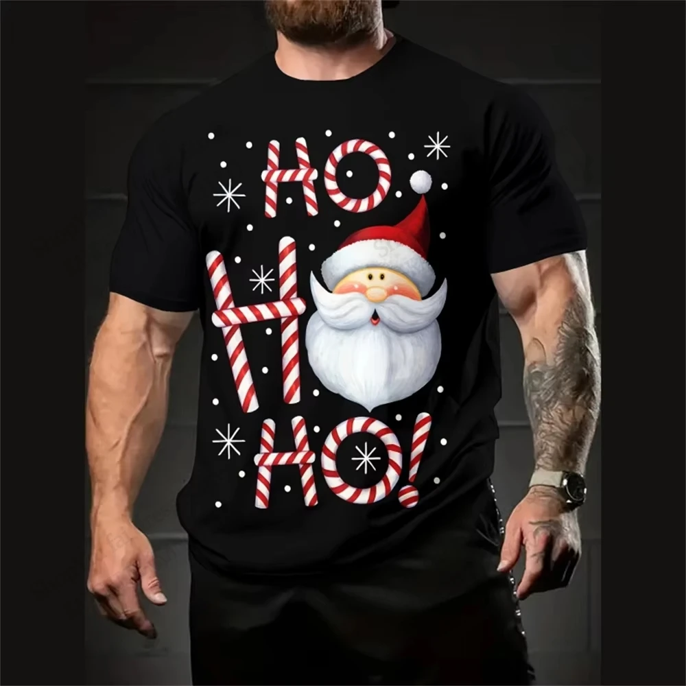 Santa Claus Christmas Hat 3D Print T-shirt Men Women Fashion Casual Oversize Short Sleeve Tshirt Snowflake Tops Tees Xmas Tree