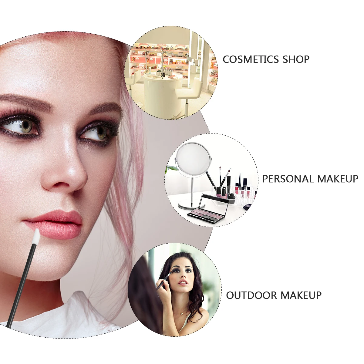 

200pcs Lip Brush Applicator Disposable Lipstick Brushes Plastic Makeup Tool Kit Soft Bristles Uniform Color Lightweight Design