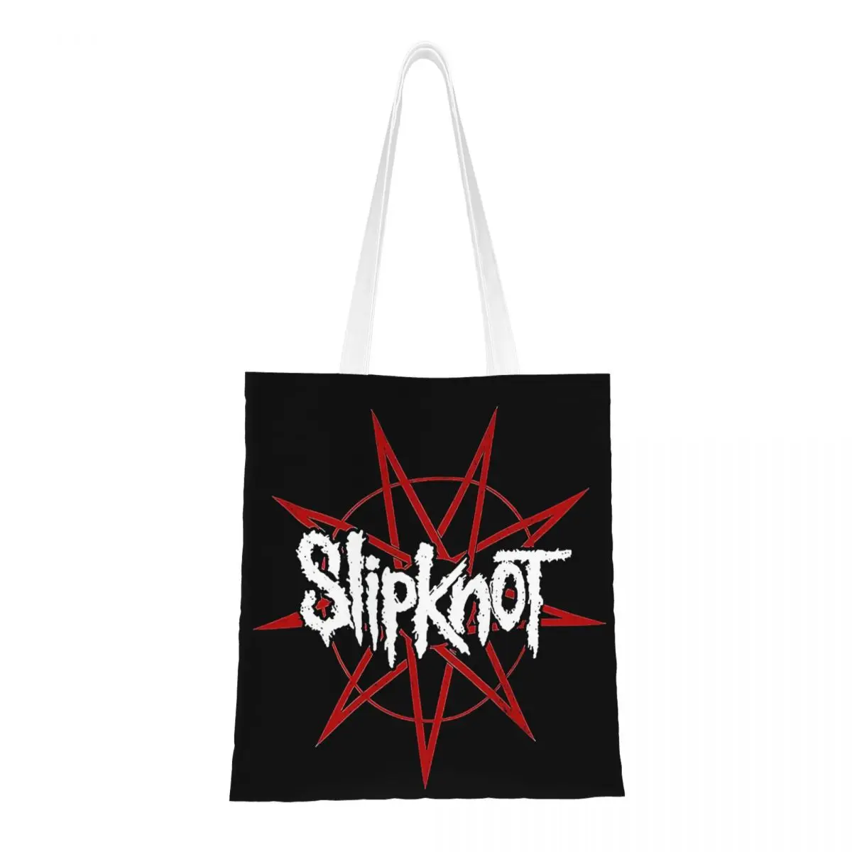 Custom Reusable Heavy Metal Rock Band Slipknots Shopping Bag Women Canvas Shoulder Tote Bag Washable Grocery Shopper Bags