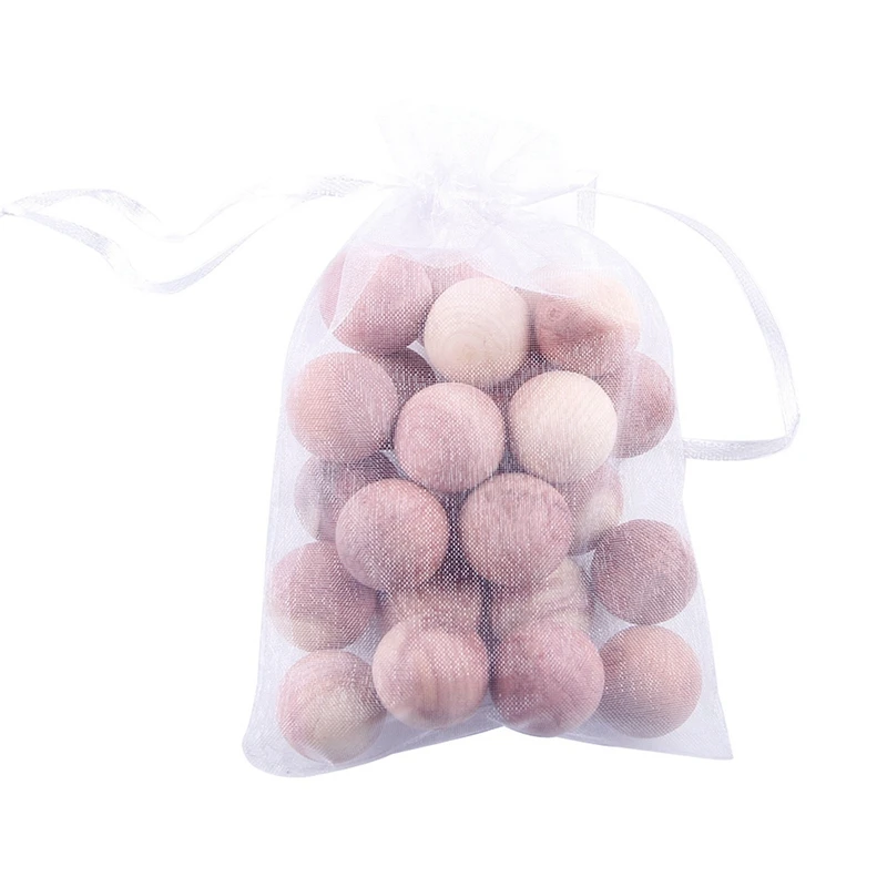 48 buah bola Cedar alami bola ngengat kayu merah aromatik untuk pakaian penyimpanan Laci lemari Aksesori penyegar