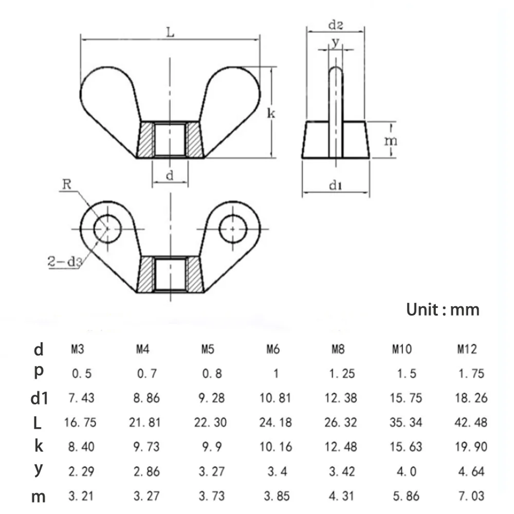 10-50pcs Black Butterfly Squate Wing Ingot Nuts White Zinc Plated Carbon Steel Hand Tighten Nut Ram Screw Claw Nut M3M4M5 M6-M12