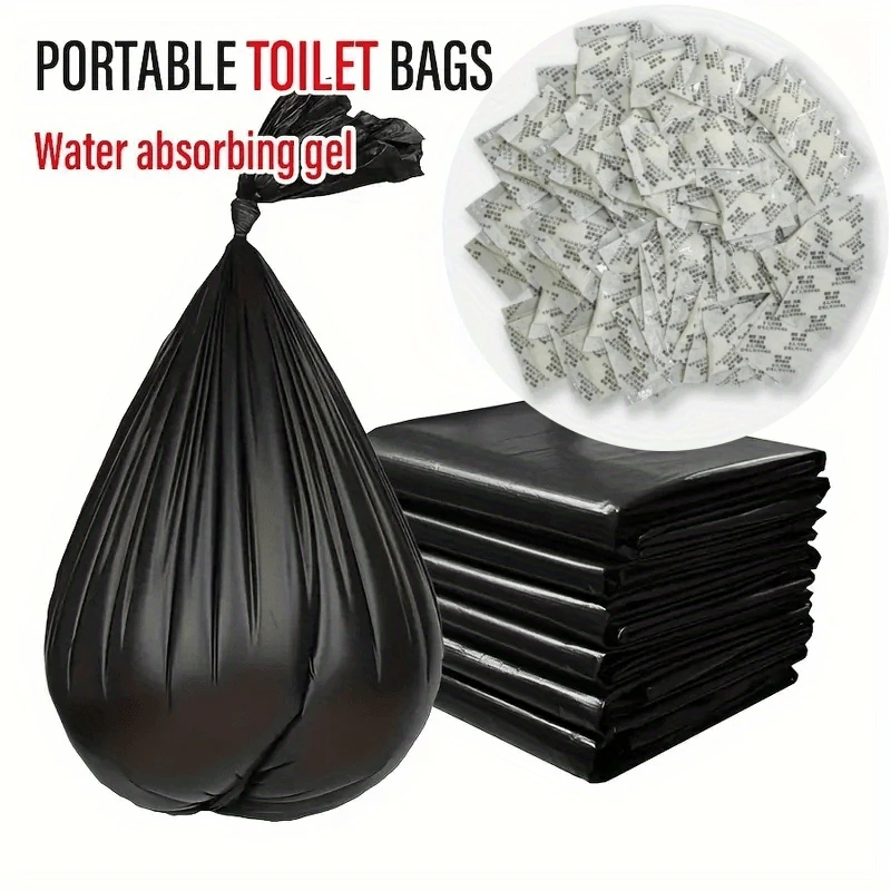 100packs Toilet Deodorizer + 50pcs Toilet Bags,Non-Toxic Absorbent Gel Packs for Portable Toilet, Camping Potty Waste Solidifier