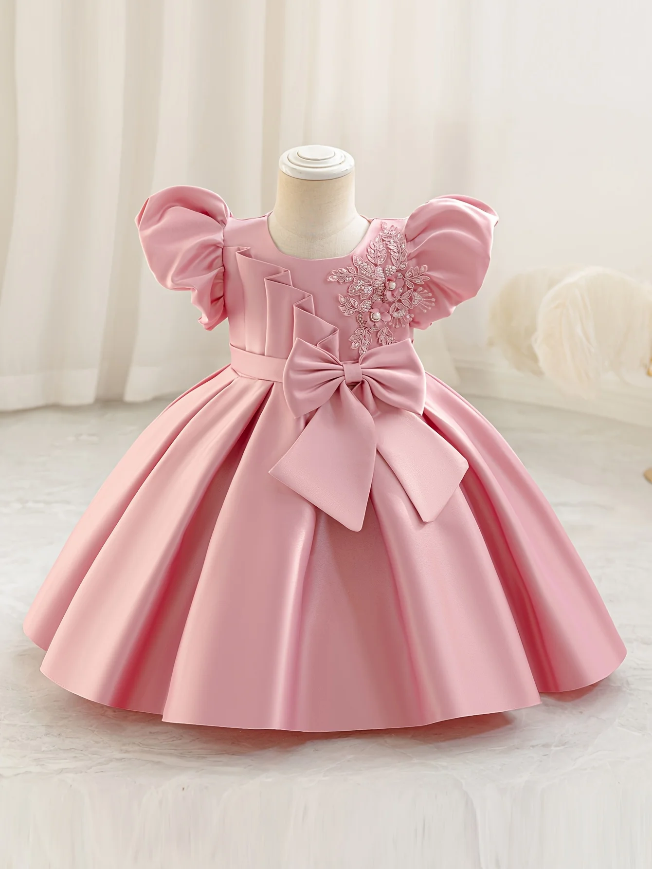 Geburtstagskleid, Babykleid, Einjähriges-Prinzessinnenkleid, Satinkleid, Schleife, Stilvolles Prinzessinnenkleid, Partykleid, Halloween – Detail 13