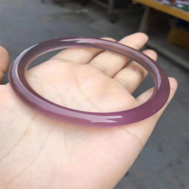 

Natural Purple Chalcedony Hand-carved Thin Round Bracelet Fashion Boutique Jewelry Men and Women Yellow Agate Beauty Bracelet