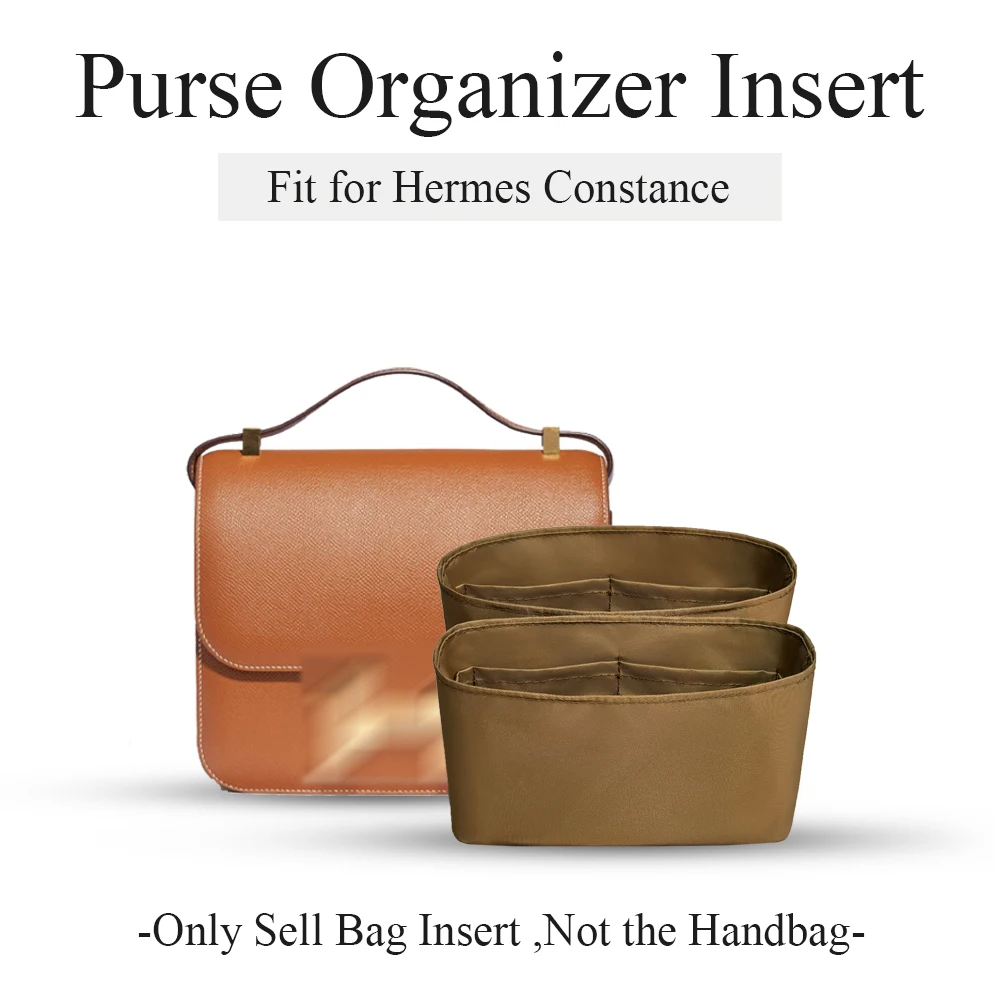 Nylon Purse Organizer Insert Fit for Hermes Constance 18 Handbag, Mini Double Slim Inside Bag In Bag Storage Organizer Insert