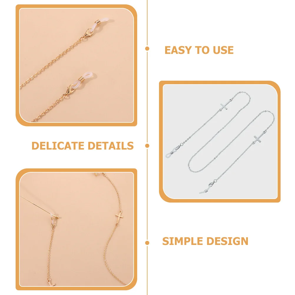 

2pcs Anti-Slip Glasses Chain Durable Alloy Holder For Sports Outdoor Activities Eyeglasses Necklace Holder For Women