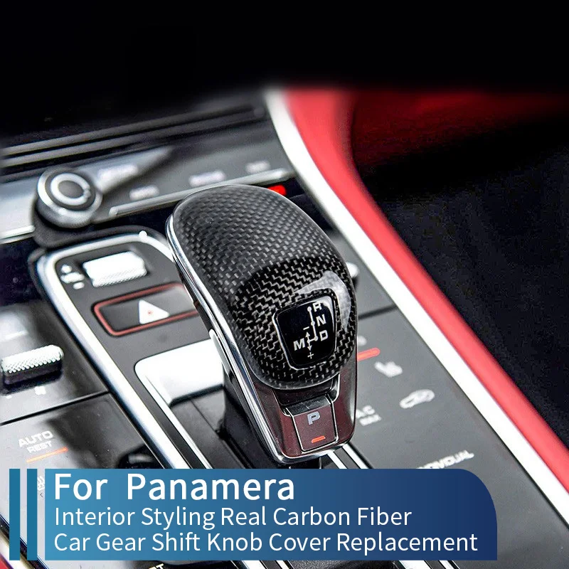

For Porsche Panamera Interior Styling Real Carbon Fiber Car Gear Shift Knob Cover Replacement