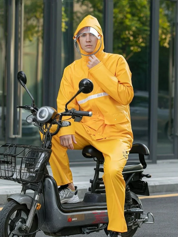 Men's Cycling Rain Suit Waterproof Anti-Flood Bicycle Riding Equipment  Raincoat Overalls Set for Delivery Riders - view 5
