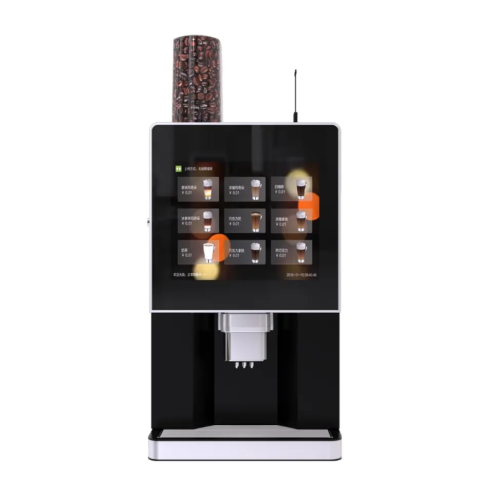 

Intelligent Library Desktop Premixed 4 Canister Drink Instant Bean To Cup Coin Payment Touch Screen Control Coffee Vending Machi