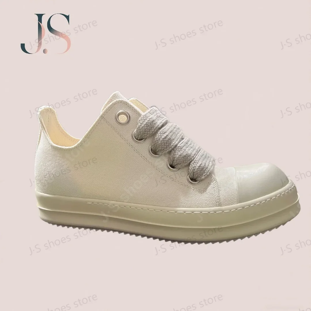 

R-o Designer Luxury Casual Shoes Men Sneaker Women Low Top Shoe Luxury Jumbo Laces Beige Canvas White Sneakers Boots