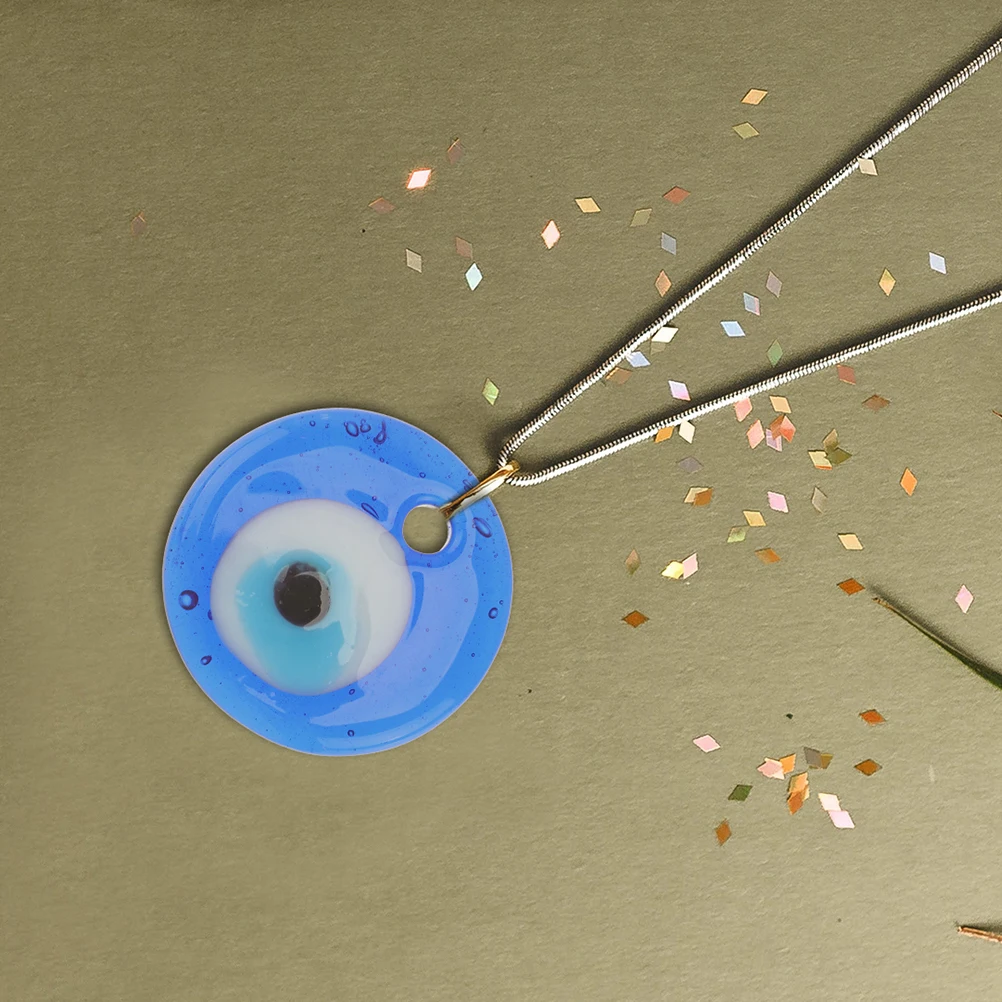 

12Pcs Blue Glass Evil Eye Charm Beads Pre-Holed Flat Round DIY Beads for Accessories Evil Eye Charms Glass Bead