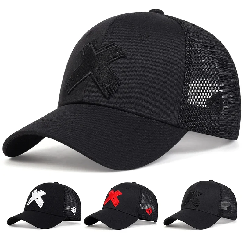 Unisex Baseballkappen mit X-Buchstaben-Stickerei, für Frühling und Sommer, für den Außenbereich, verstellbare Freizeithüte, Sonnenschutzhut, Sport-Golfkappe