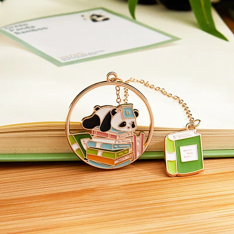 Chinese Style Panda Bookmark Tassel Pendant Retro Book Clip Metal Pagination Mark Student Gift Stationery School Office Supplies