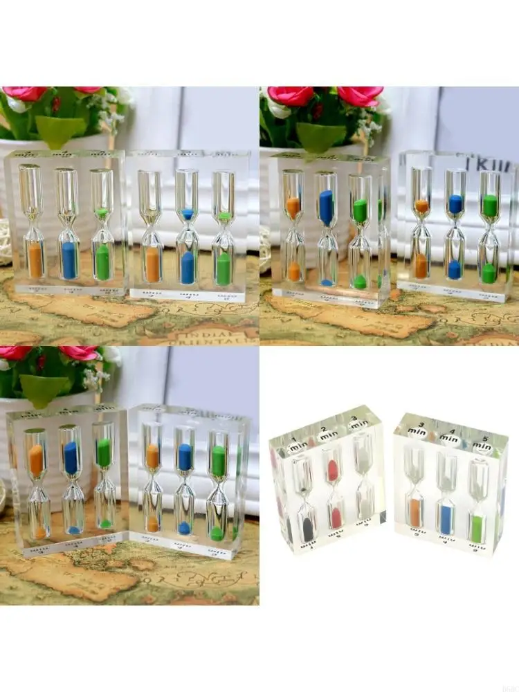  Triple Hourglasses Timer Sand Clock for Study Task, Brushing Schedule and Decors