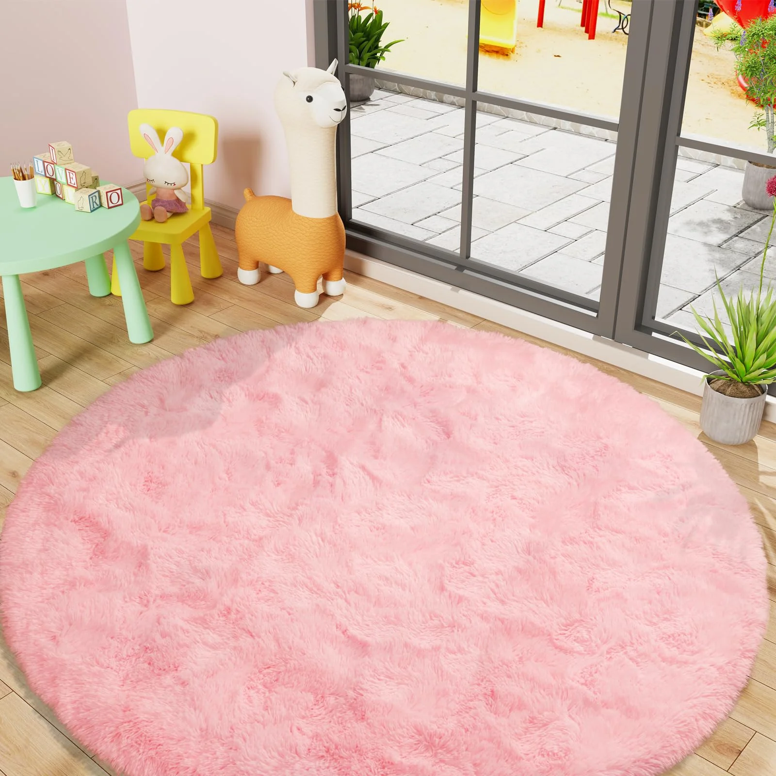

VIKAMA Luxury Round Fluffy Area Rugs for Bedroom Kids Girls Room Nursery, Super Soft Circle Rug, Cute Shaggy Carpet for Children