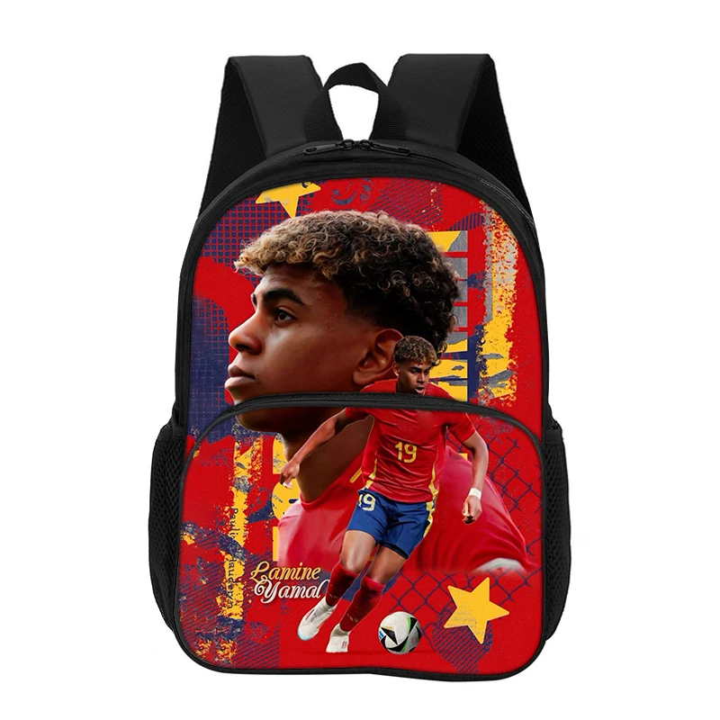 Travel Large Capacity Knapsack L-Lamin Yamal Students Kids Football Star School Bag with Front Pocket Backpack Sports Bookbag