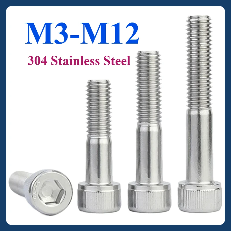 

1~20pcs 304 Stainless Steel Partial Thread Hex Socket Screws, M3-M12，Half Threaded Hex Cap Screws
