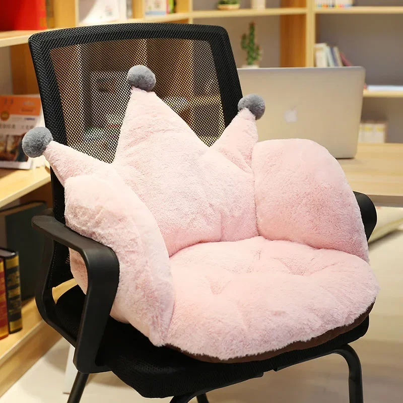 Rabbit Plush Cartoon Crown Office Chair Cushion Comfortable Non-slip Lumbar Support Chair Cushions Home Decor Pink Sofa Cushion