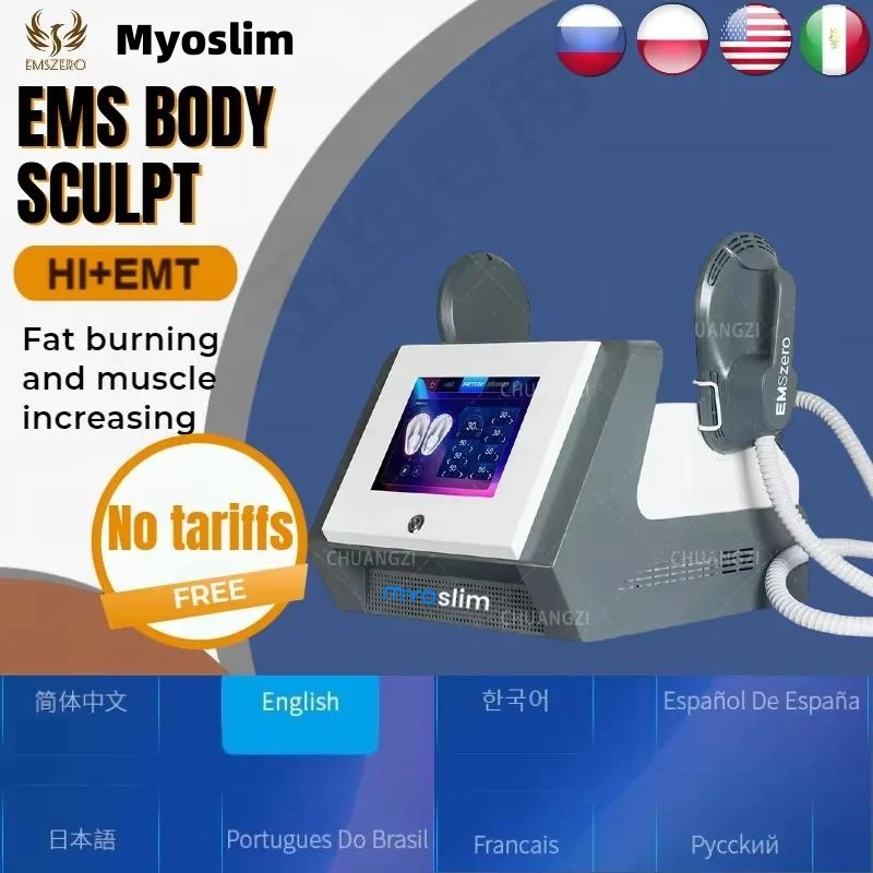 2025 Myoslim 6500 واط 15 تسلا نيو الذهب الأسود RF EMS آلة نحت الجسم تكنولوجيا إزالة الدهون تحفيز العضلات النحت الجدول