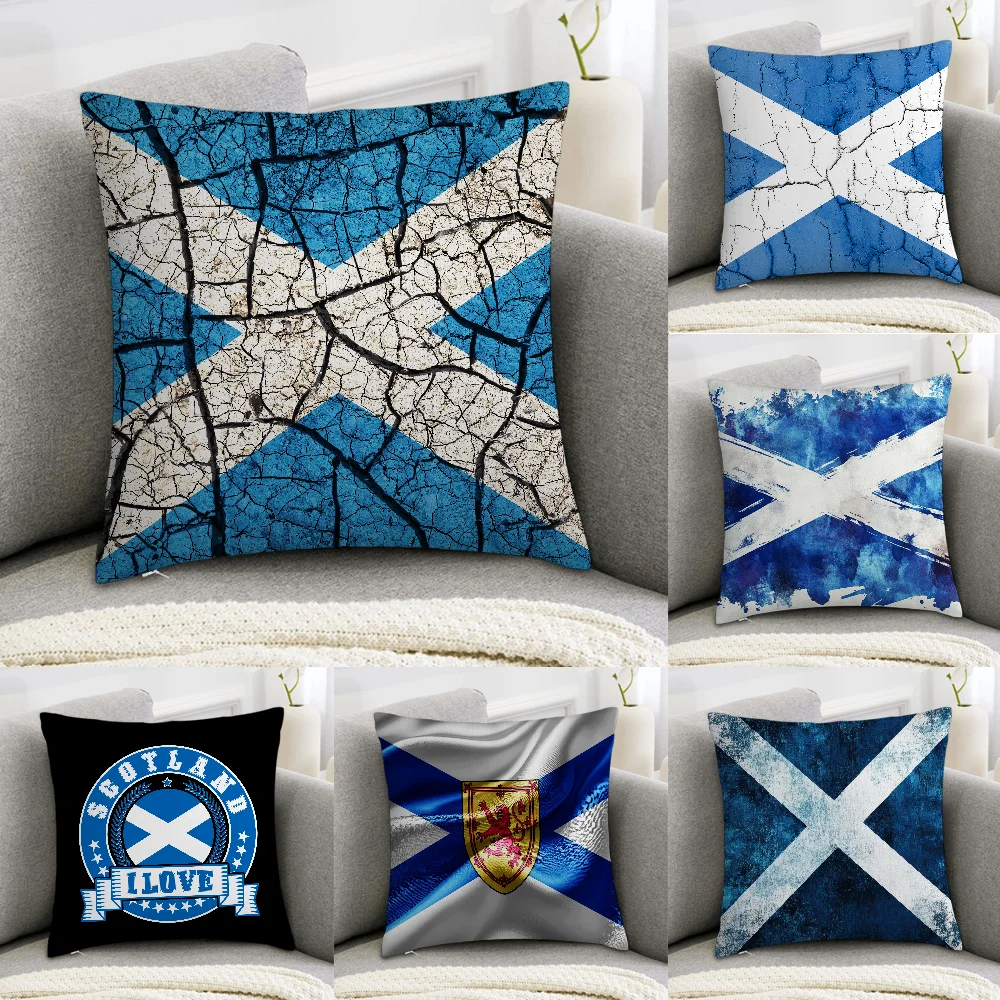 

Scotland Flag Pillow Case Sofa Decorative Home Double-sided Print Plush Square Throw Pillow Covers Cushion Decor Cover