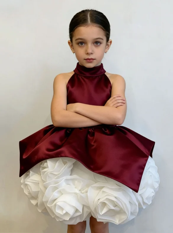 Girl High End Evening Princess Ball Gown Children Elegant Birthday Party Dress y1815