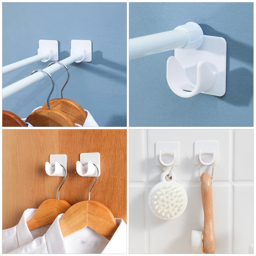 No Punching Pole Support Curtain Rod Holder Holders for Wall Multipurpose Clips Wardrobe Drapery Hanger Towel Hooks Window Rods