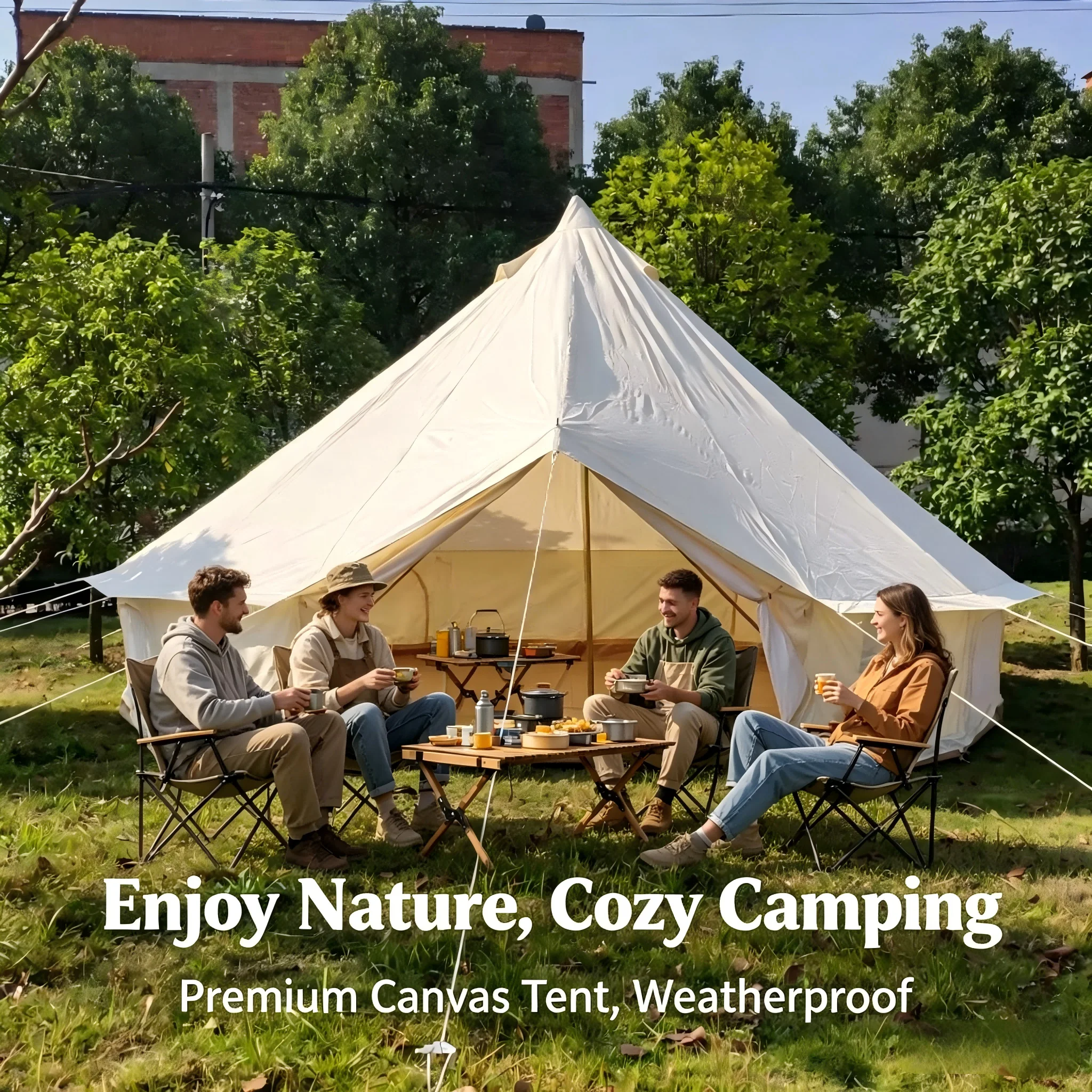 2026 Glamping Yurt Tent Waterproof Windproof Flame-Retardant All Season Thick Cotton Canvas for Camping Party Eventspromote sale