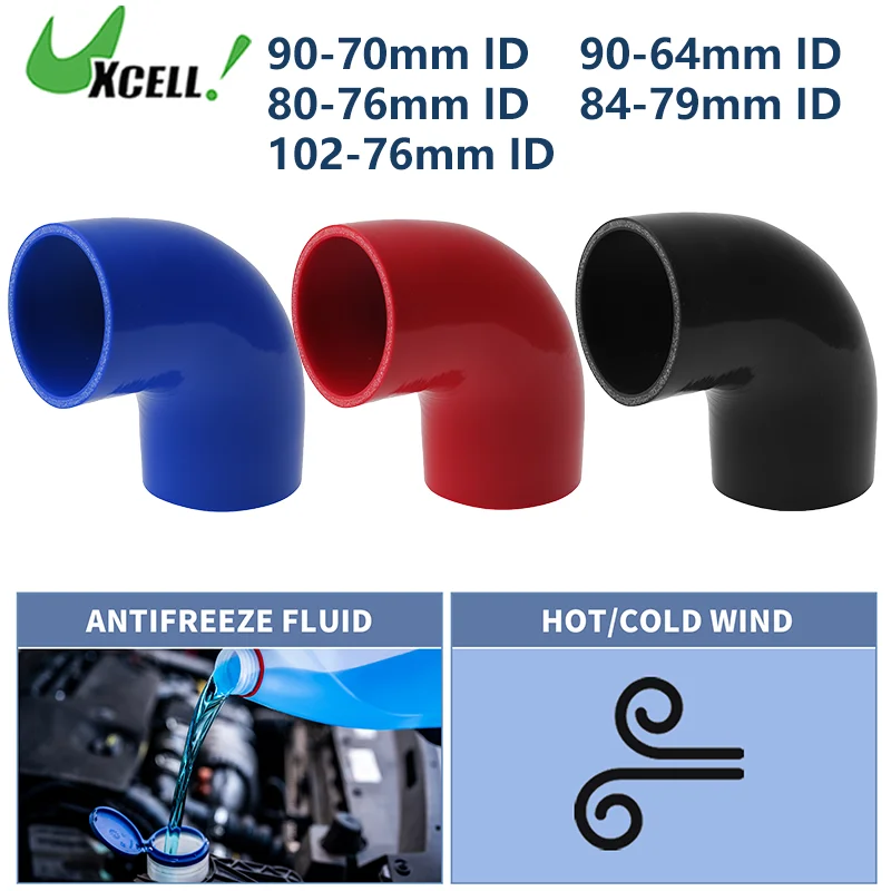UXCELL Car Auto 80 84 90 102mm ID Silicone Hose 102mm Length Universal Elbow Coupler Pipe Coolant Tube Reinforced Intake Boots