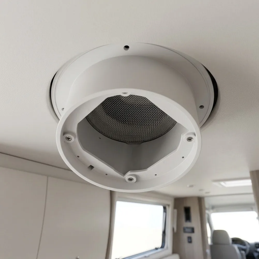 Ventilation Cap With LED Light For RV Camper=Van, Bug= Shield Air Outlet Cover, Efficient Exhaust= Fan Accessory For Bathroom