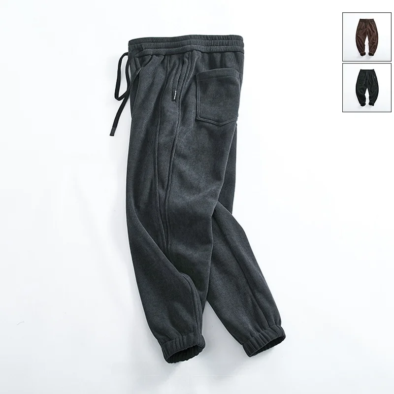 

Мужские рабочие брюки Thiened Fce с эластичной резинкой на талии, вельветовые брюки-харлан с манжетами, модные городские длинные брюки, осень-зима