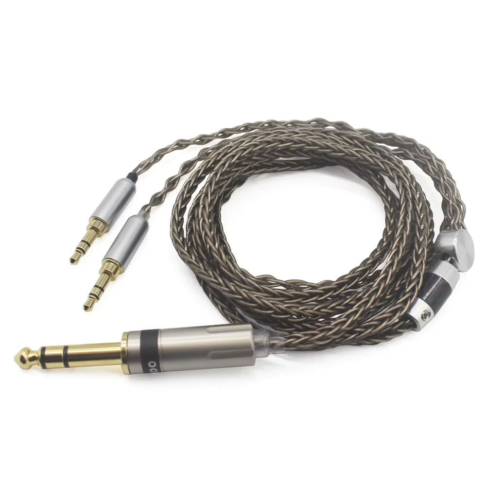 Kabel Headphone 6.35mm Youkamoo kompatibel untuk Hifiman HE4XX HE-400i (versi 2x3.5mm) kabel Upgrade