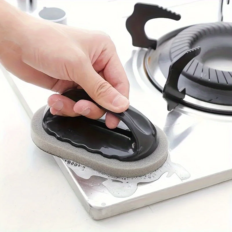 2 éponges magiques avec manche en plastique - Gomme de nettoyage polyvalente pour les taches tenaces, la saleté et la rouille sur les casseroles et les poêles