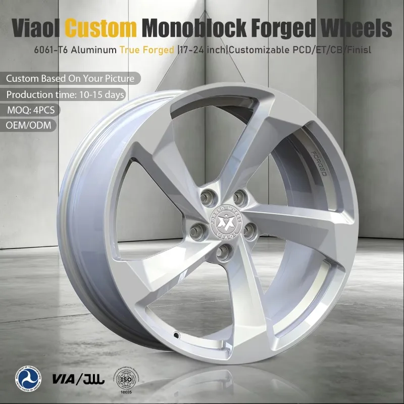 Car Tesla 17-24 Inch 5x112 Premium Forged Aluminum Alloy Rims Silver Geometric For BMW F35/G30 For Audi 6061-T6
