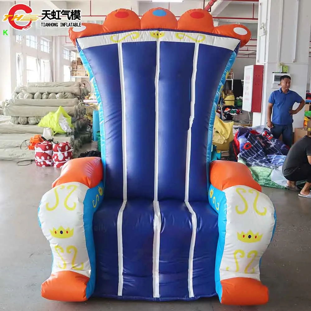 Boys Theme Inflatable Bouncer Throne Chair with Blower Custom Made Giant Inflatable Chair Replica