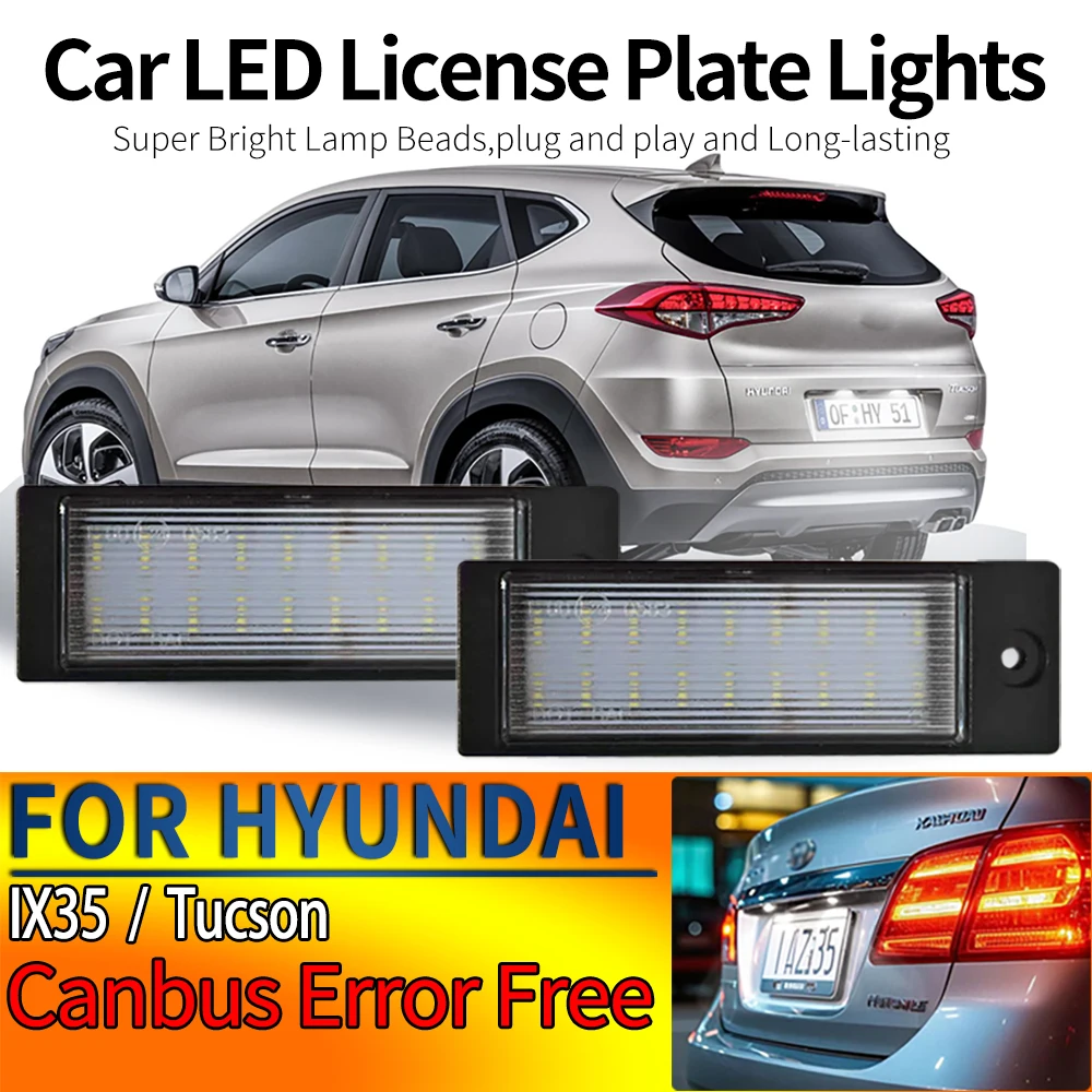 2 Stück Auto-LED-Kennzeichenbeleuchtung Weiß für Hyundai Tucson IX35 2015 2016 2017 2018 Nummernschildbeleuchtung Plug-and-Play