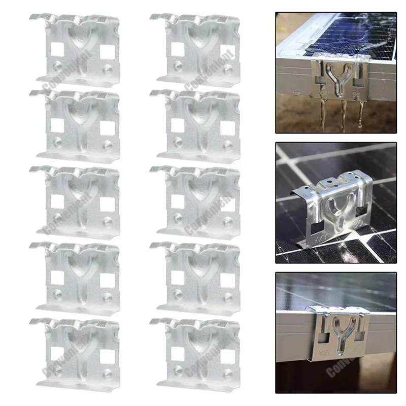 

10pcs 33mm/40mm Solar Panel Drainage Clips Aluminum Alloy Photovoltaic Module Water Drainage Clips For Clean Dust Mud Clips