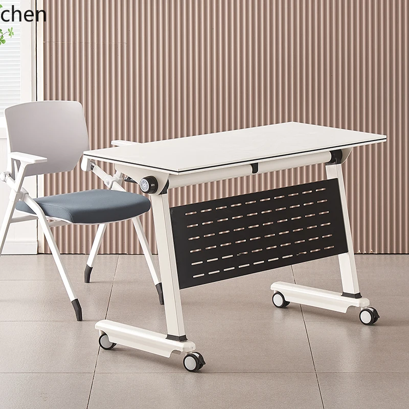 YXY Folding Training Table and Chair Free Combination Conference Table Side Flip Table with Brake Wheels