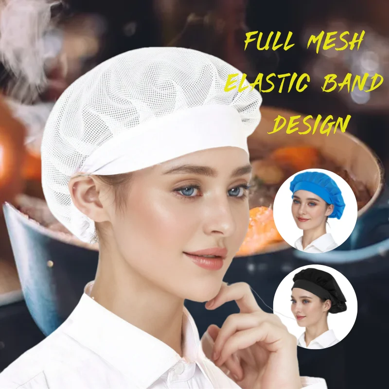 Wide Eave Elastic Band Chef Hat Restaurant Suitable For Kitchen Baking Solid color Safety Hygiene No Brim Reusable Cap Wholesale