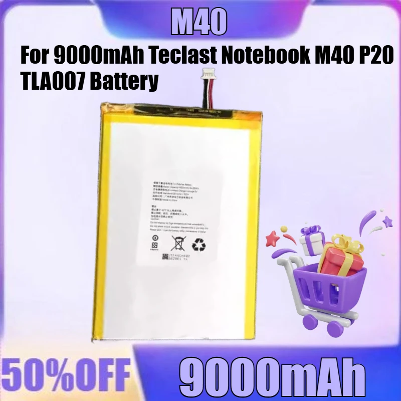 New M40 9000mAh High Quality Battery for 9000mAh Teclast Notebook M40 P20 TLA007 Battery