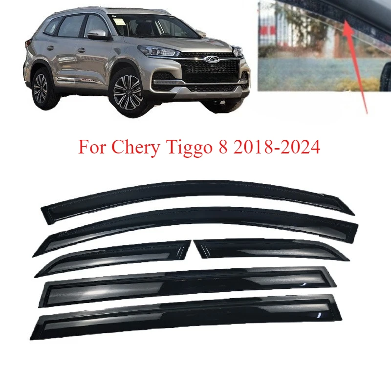 For Chery Tiggo 8 2018-2024 Wind Deflectors Rain Guards Door Visor Vent Shades Ventvisor Window Visor Cars Accessories