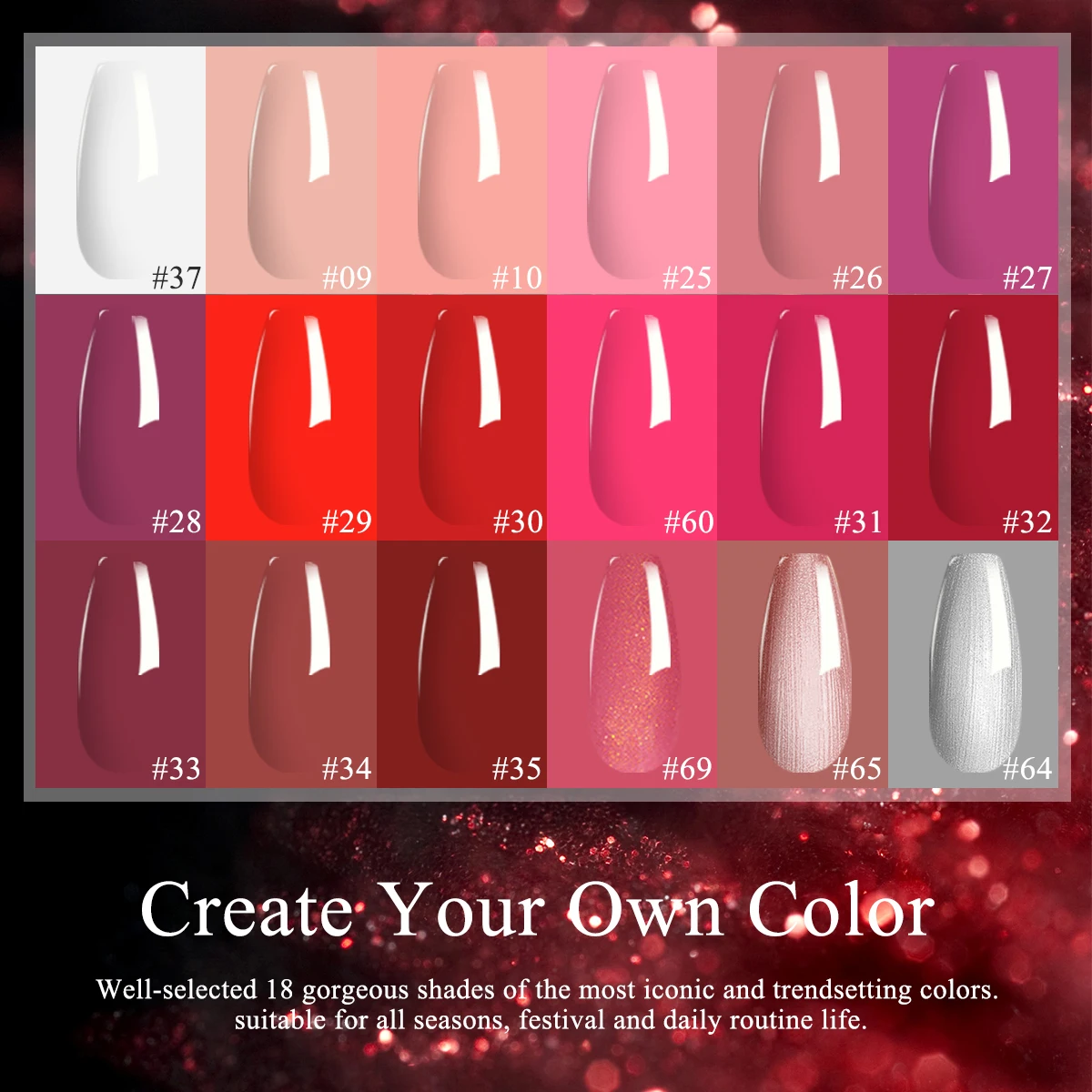 Ensemble de vernis à ongles VOKY 7ML, de couleurs vives, comprenant un couche de base et un couche de finition, des ongles de qualité salon.