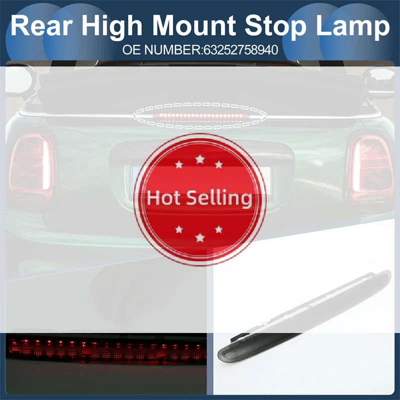

63252758940 Black For Mini Cooper R58 Coupe 2012 2013 2014 2015 Rear Third Stop Brake Light Additional Lamp