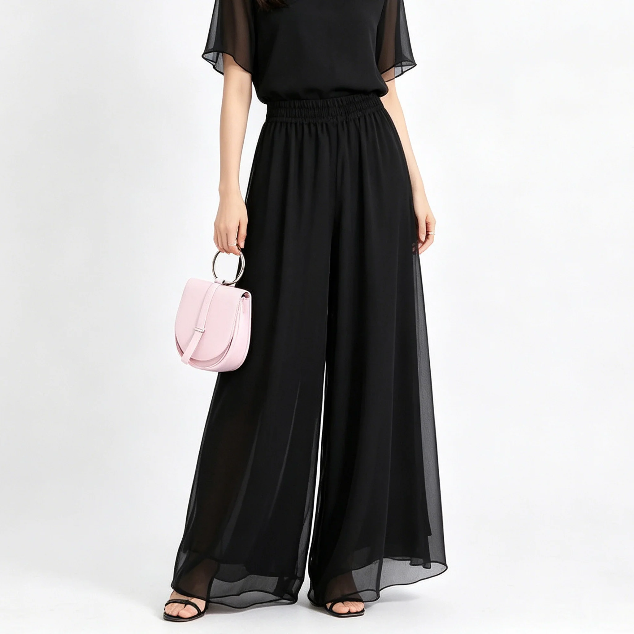 High Waist Wide Leg Pants Women Loose Drapey Casual Long Beach Dance Class Skirts Large Size Slimming Effect Korean Style