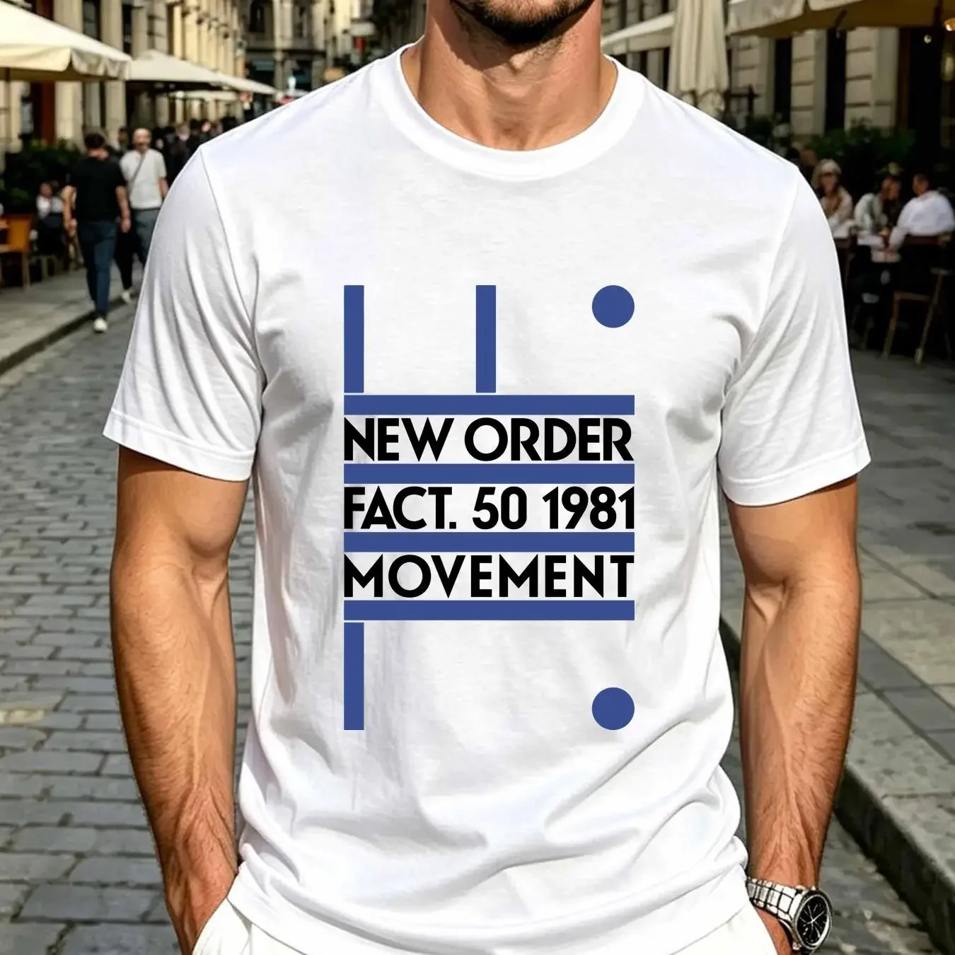 washed T Shirt New Order Fact 50 1981 Movement Mens Licensed Rock N Roll Light Blue vintage Washed Unisex Versatile Comfortable