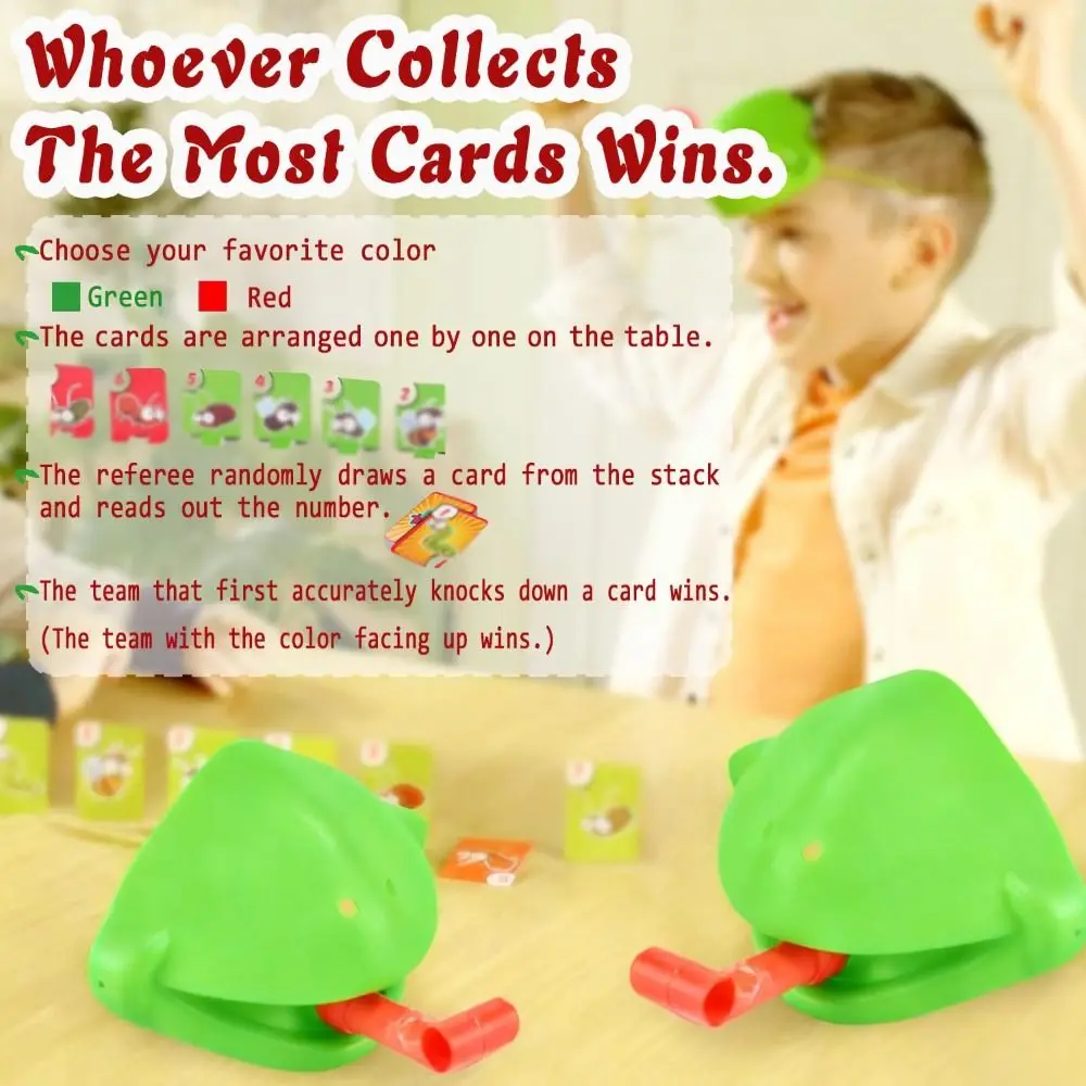 Funny Frog Mask Wagging Tongue Games Two/Four People with Cards Frog Mask with Blow Tongue Parent-Unisex Interaction