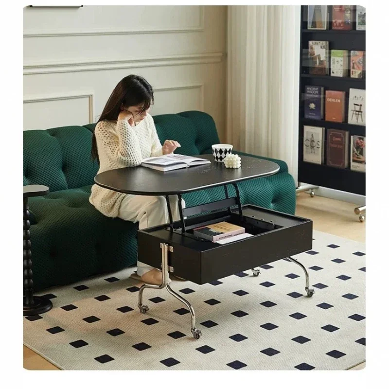 Lifting coffee table dining table dual-purpose living room 2024 new minimalist small apartment household multi-functional