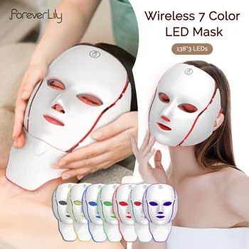 Face Neck Beauty Mask 7 Colors Light LED Mask Photon Red Light Facial Skin Care Repair…